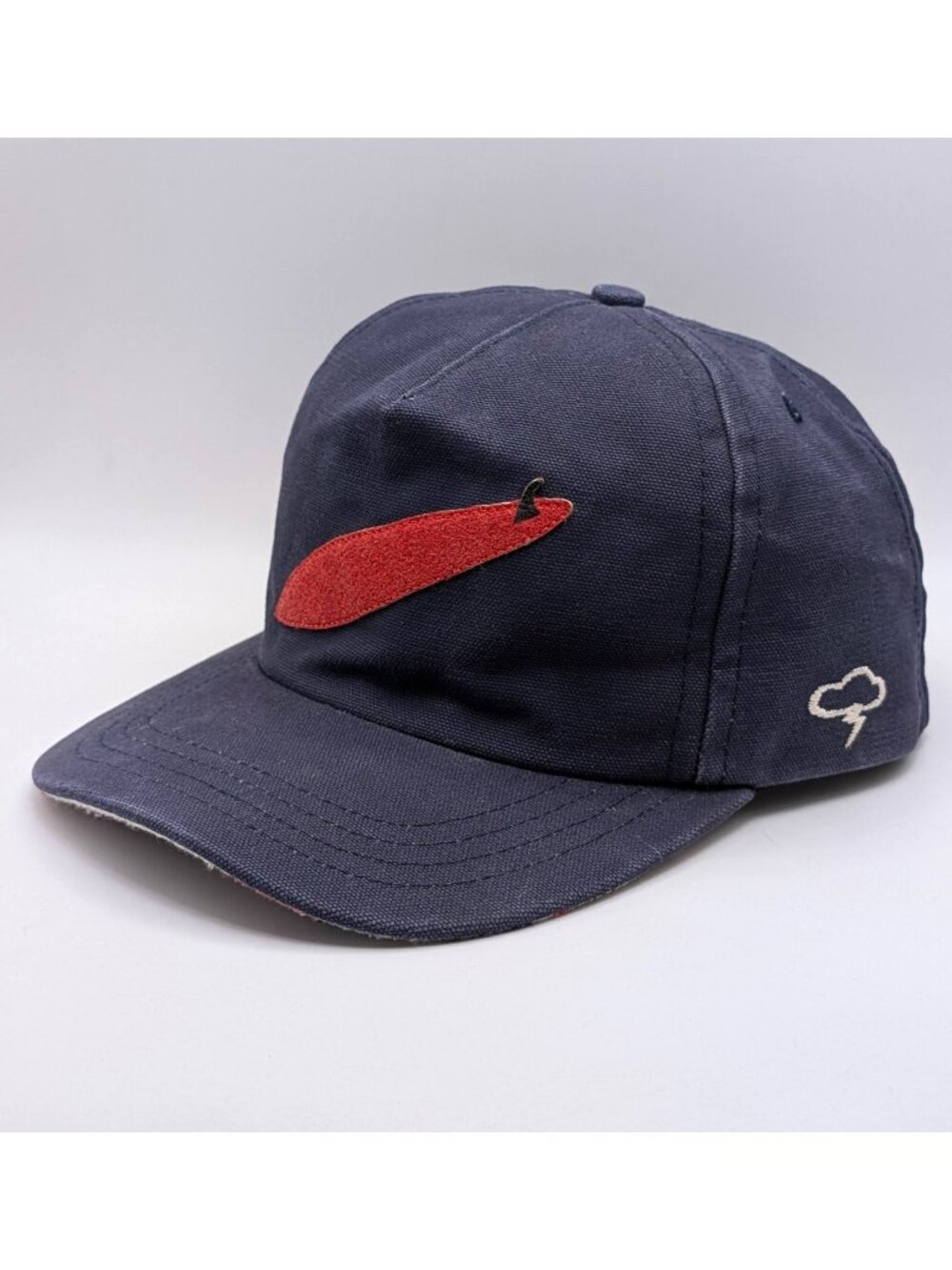 The Ampal Creative Surfing Navy Blue Leather Strap Back Hat USA Made Surfboard